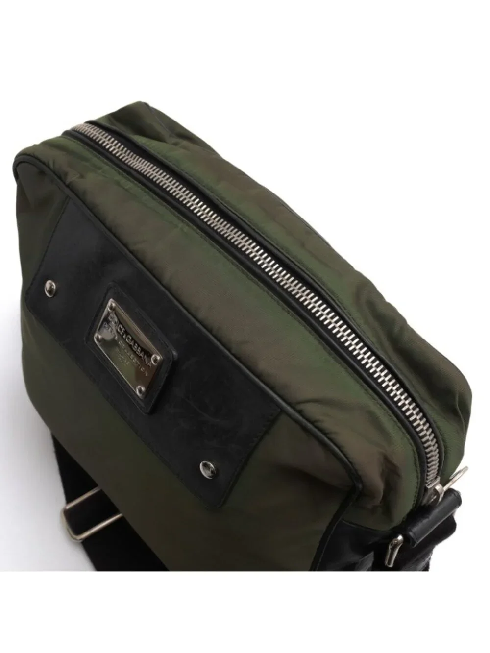 Dolce & Gabbana Shoulder Bag Nylon Leather Olive Khaki